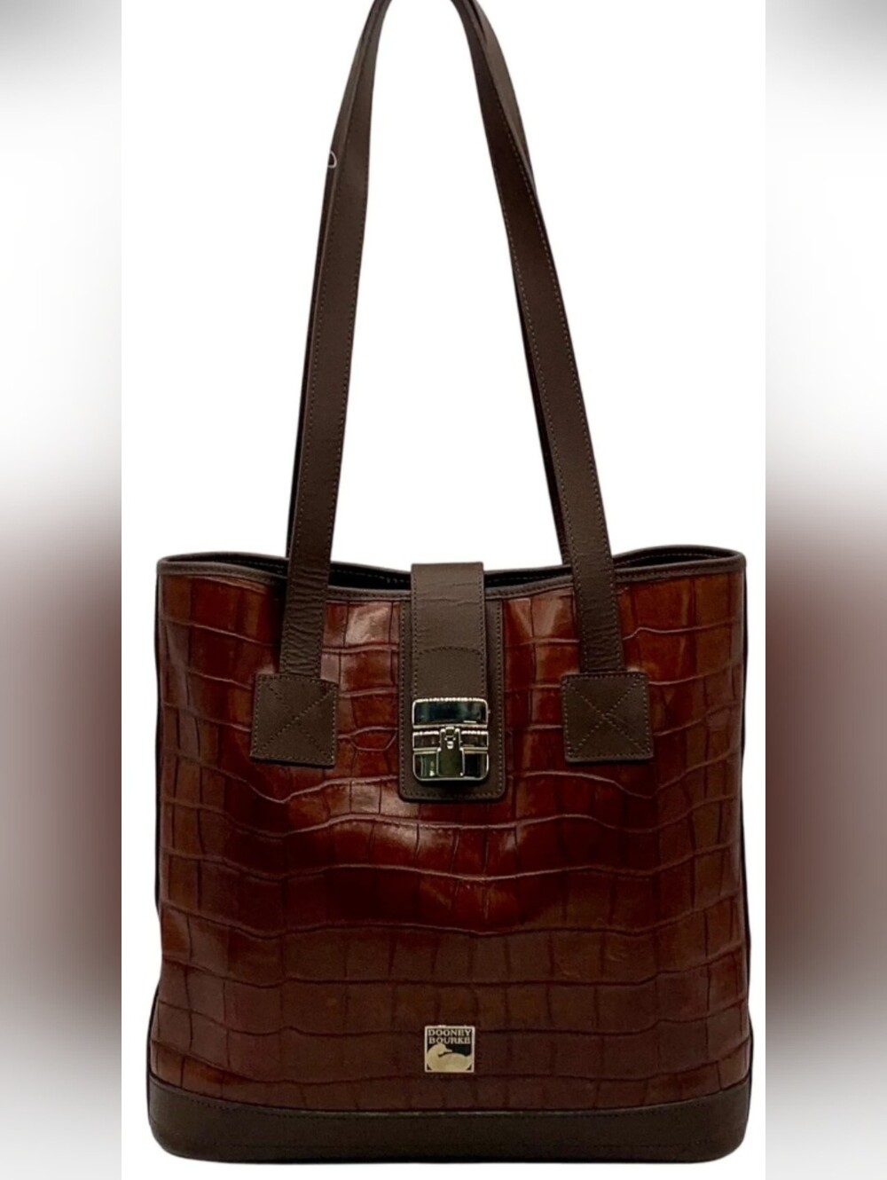Dooney & Bourke Brown Croc-Embossed Leather Tote Bag